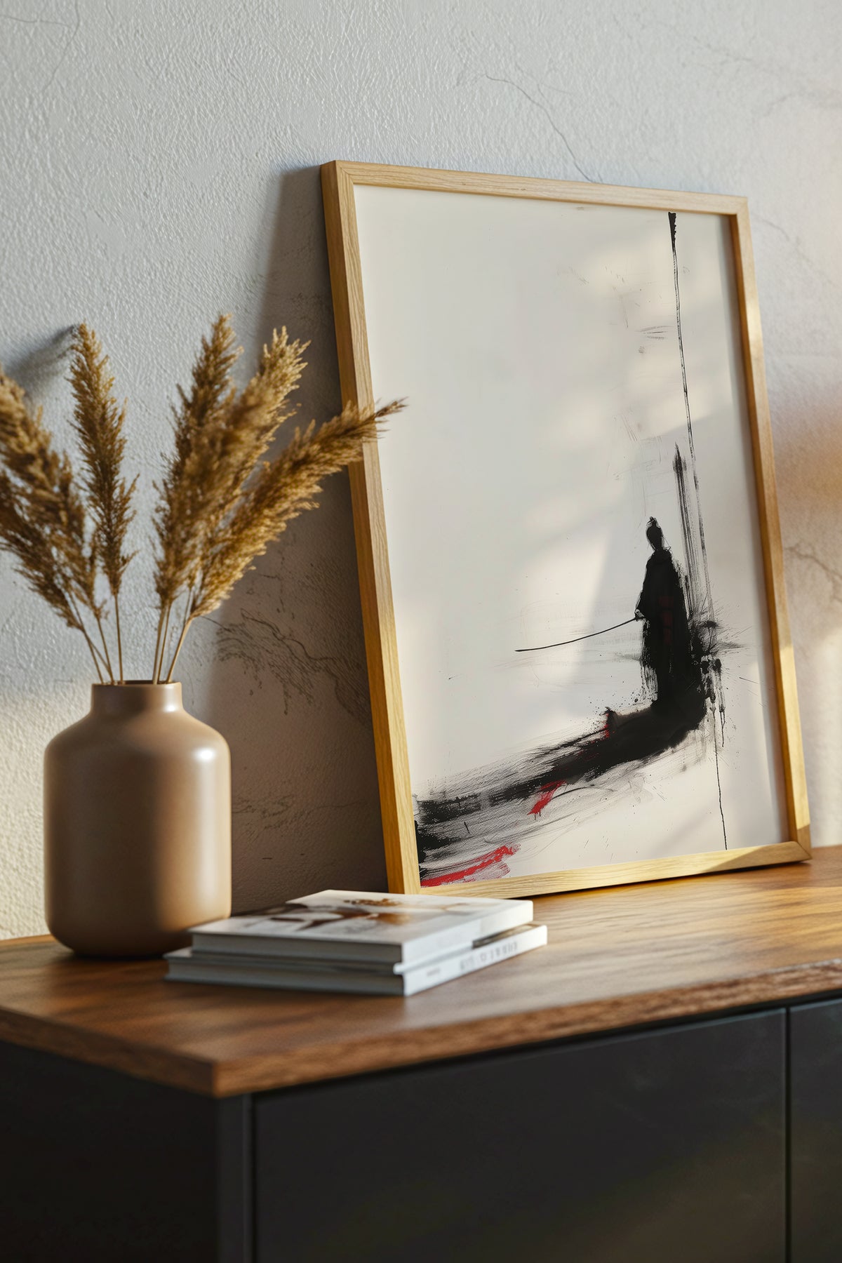Minimalist Ink Samurai Print - Zen Solitary Art Poster | Samurai Legacy