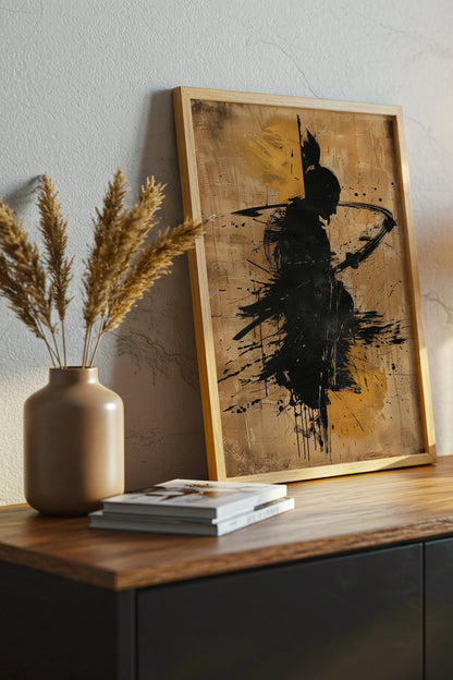 Gold Leaf Calligraphy Samurai Print - Sumi Art Poster | Samurai Legacy