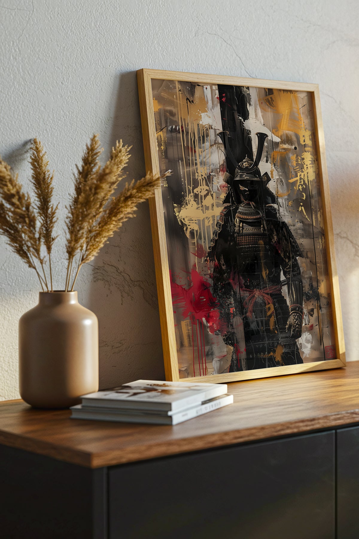 Gold Leaf Street Samurai Print - Mixed Media Poster | Samurai Legacy