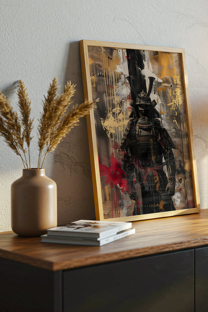 Gold Leaf Street Samurai Print - Mixed Media Poster | Samurai Legacy