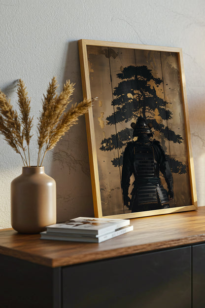 Golden Pine Samurai Screen Print - Folding Screen Art | Samurai Legacy