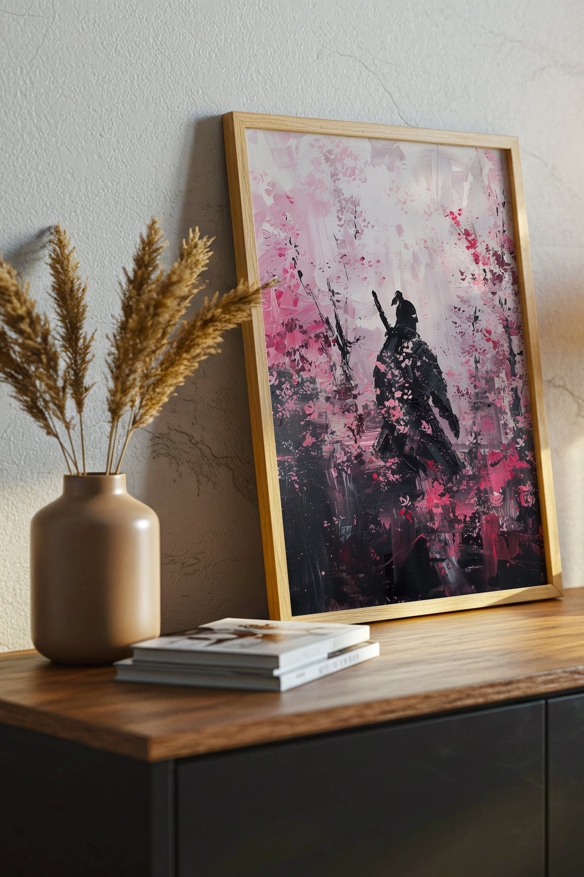 Cherry Blossom Samurai Print - Impressionist Pink Sakura Poster | Samurai Legacy