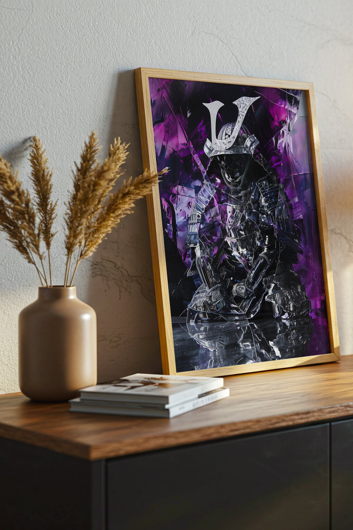 Chrome Prism Samurai Print - Violet Metallic Reflection Poster | Samurai Legacy