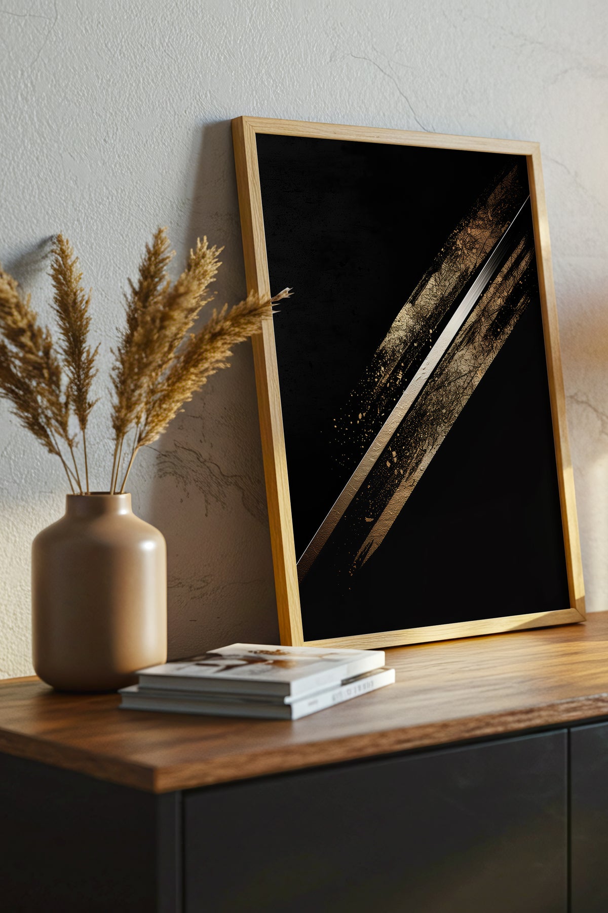 Katana Blade Gold Leaf Print - Minimalist Sword Poster | Samurai Legacy