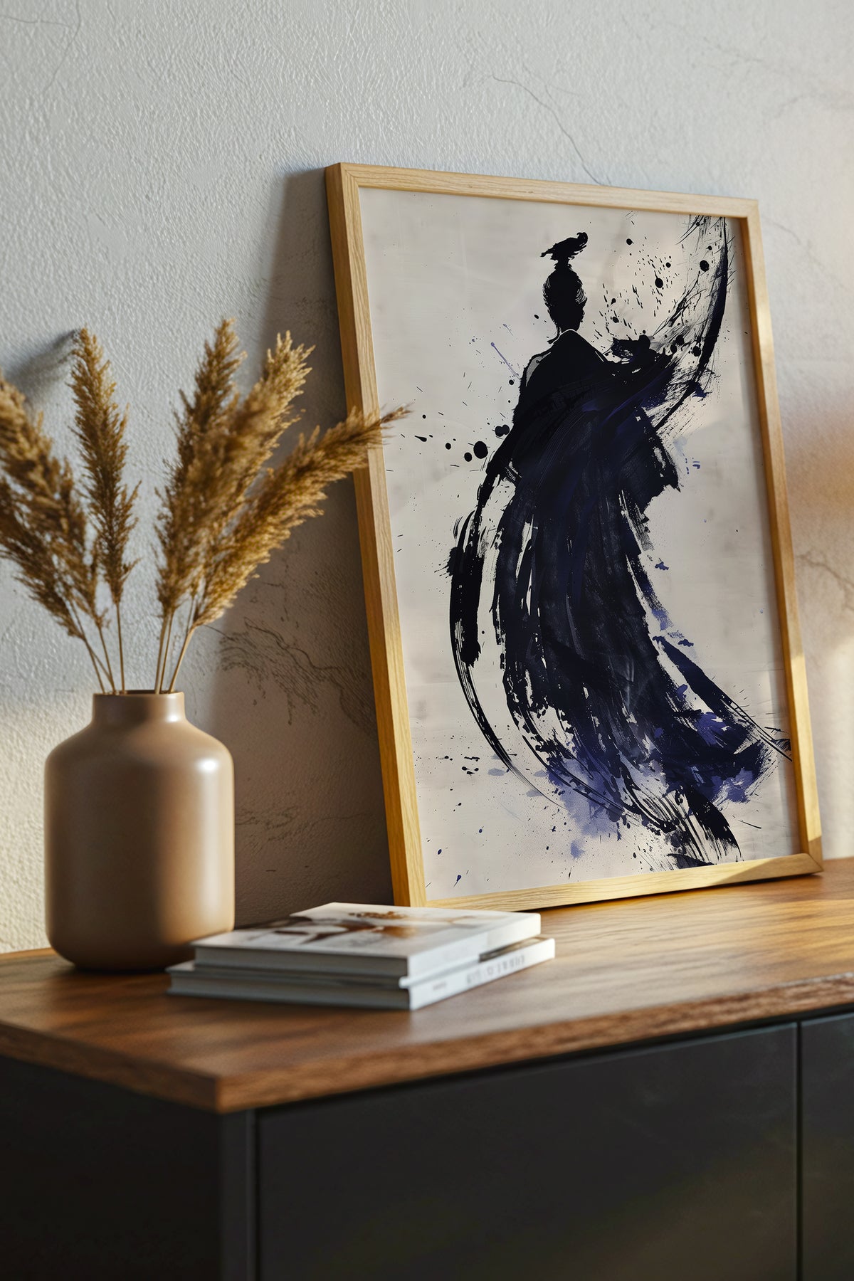 Sumi-e Crow Samurai Print - Ink Wash Brushstroke Poster | Samurai Legacy