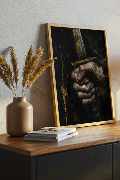 Katana Sword Hand Gold Art Print - Oil Painting style | Samurai Legacy