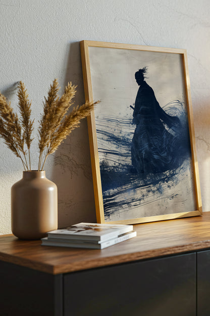 Walking Samurai Silhouette Art Print - Indigo Ink Movement | Samurai Legacy