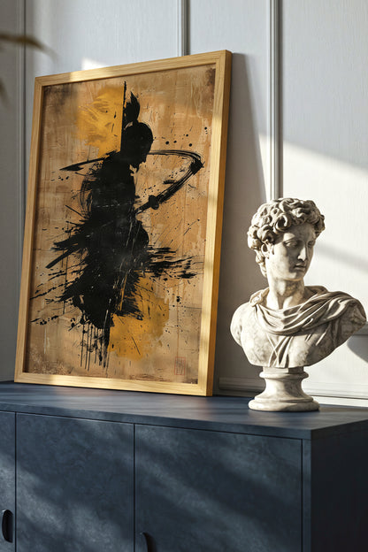 Gold Leaf Calligraphy Samurai Print - Sumi Art Poster | Samurai Legacy