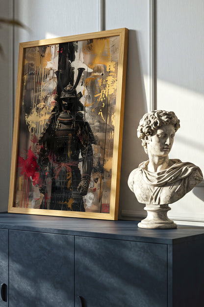 Gold Leaf Street Samurai Print - Mixed Media Poster | Samurai Legacy