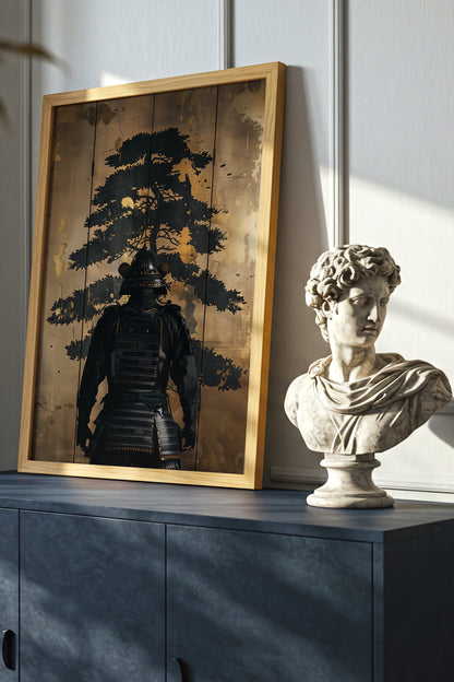 Golden Pine Samurai Screen Print - Folding Screen Art | Samurai Legacy