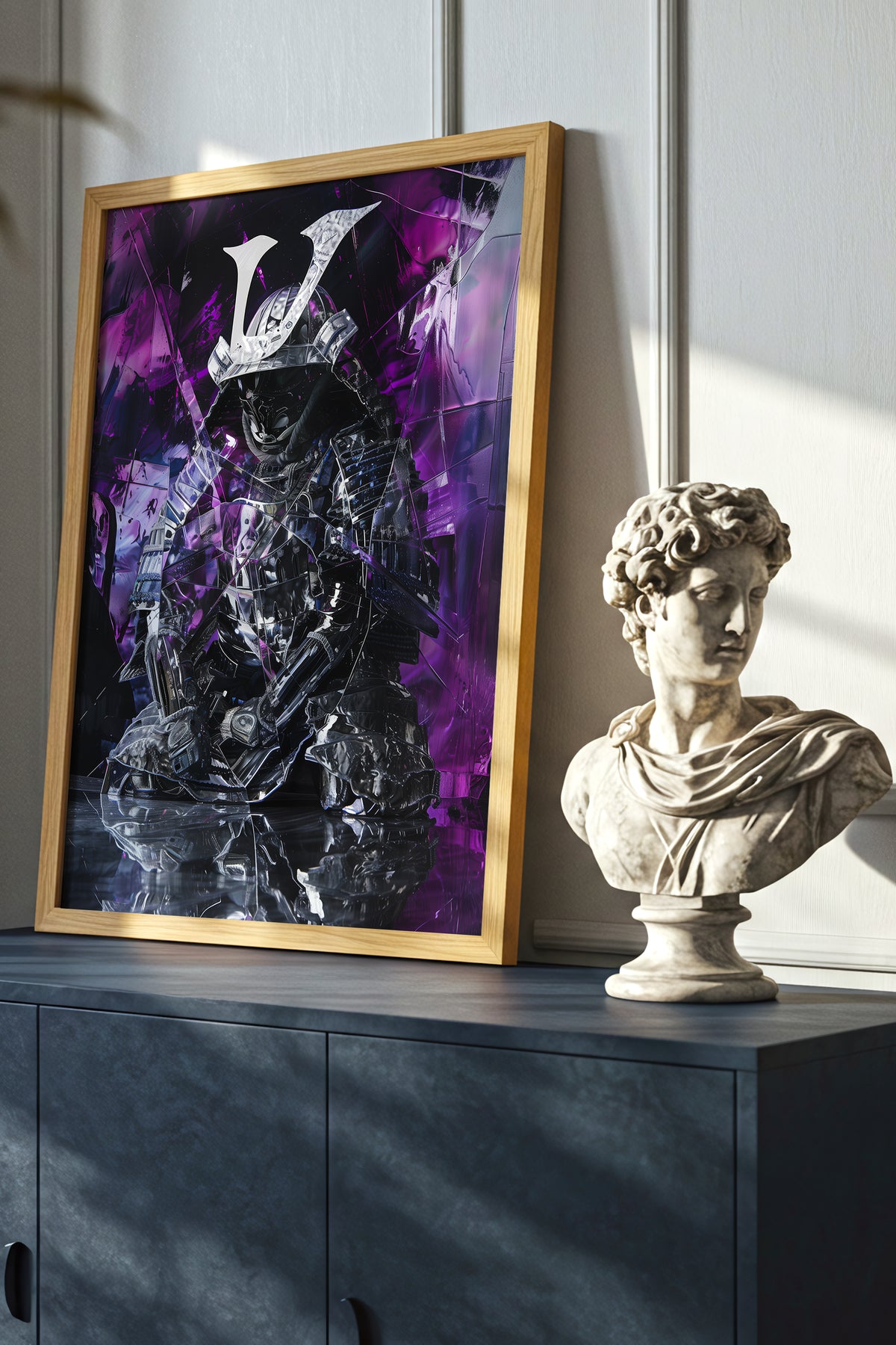 Chrome Prism Samurai Print - Violet Metallic Reflection Poster | Samurai Legacy