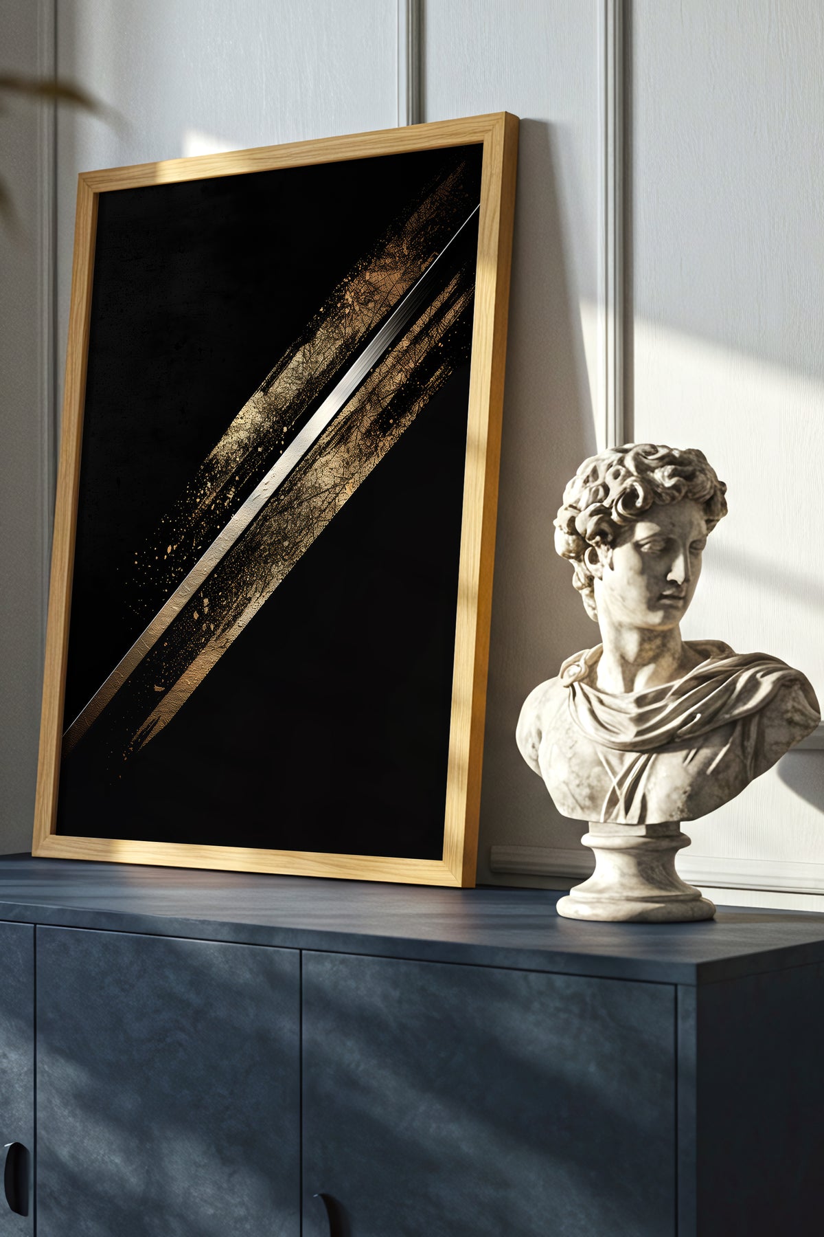 Katana Blade Gold Leaf Print - Minimalist Sword Poster | Samurai Legacy