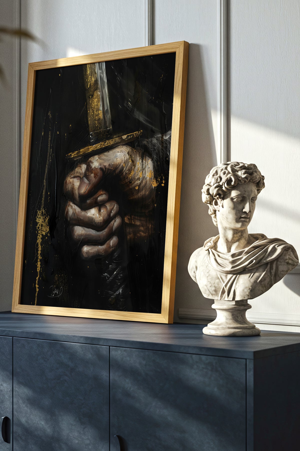 Katana Sword Hand Gold Art Print - Oil Painting style | Samurai Legacy