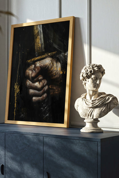 Katana Sword Hand Gold Art Print - Oil Painting style | Samurai Legacy