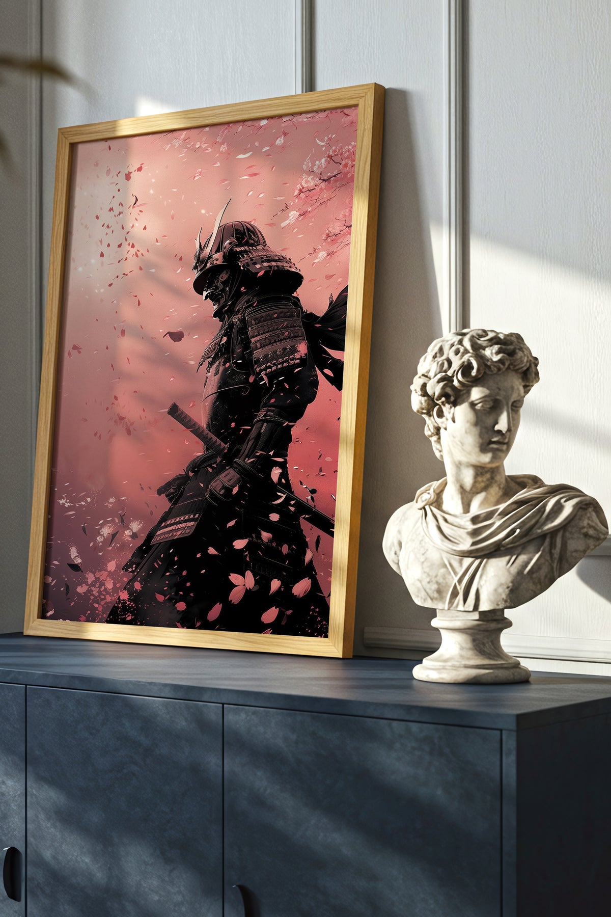 Cherry Blossom Samurai Print - Sakura Petal Pink Poster | Samurai Legacy