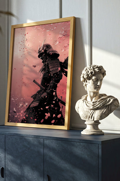 Cherry Blossom Samurai Print - Sakura Petal Pink Poster | Samurai Legacy