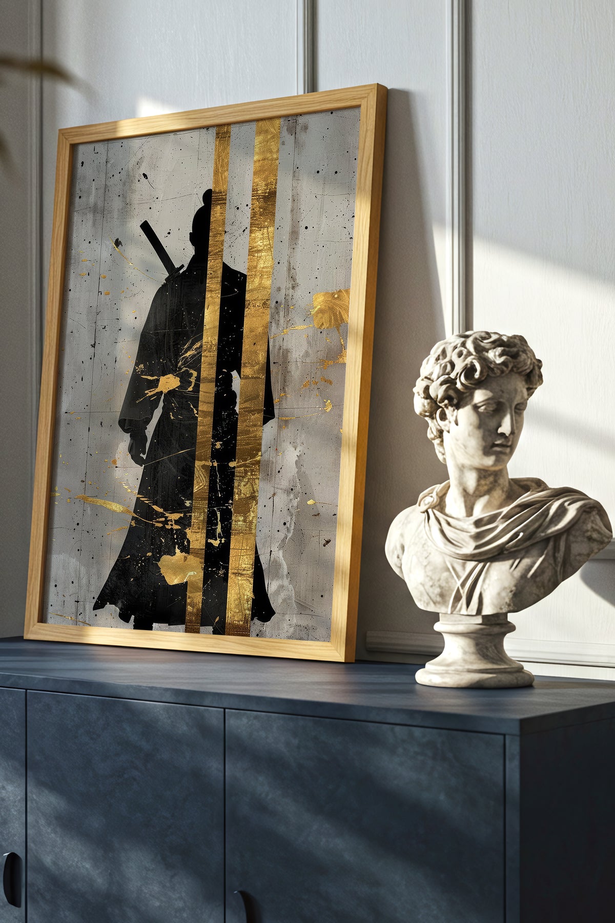 Gold Leaf Samurai Print - Abstract Japanese Art Poster | Samurai Legacy