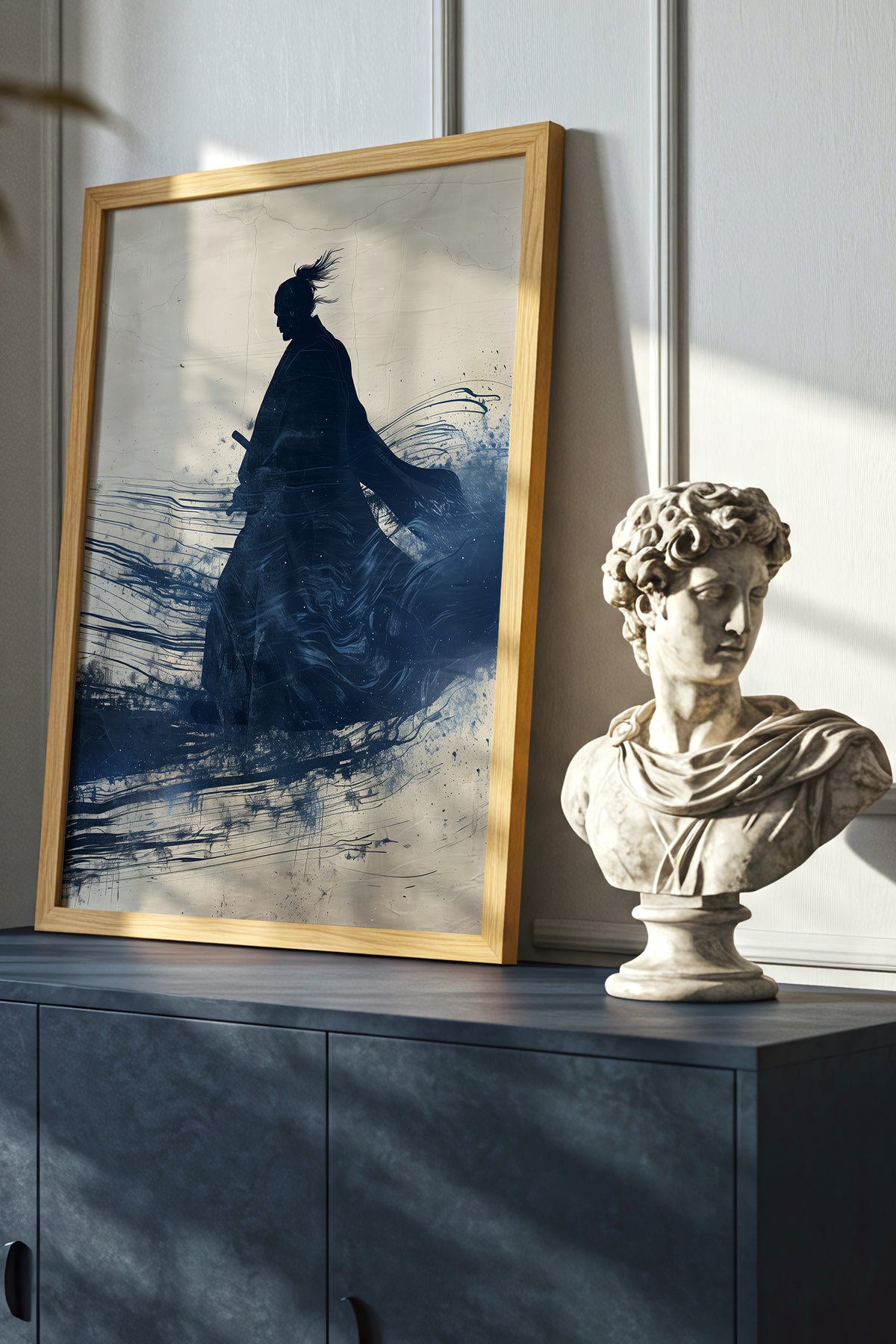 Walking Samurai Silhouette Art Print - Indigo Ink Movement | Samurai Legacy