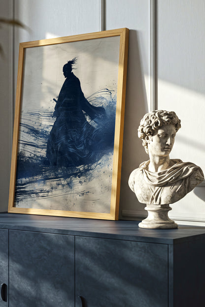 Walking Samurai Silhouette Art Print - Indigo Ink Movement | Samurai Legacy