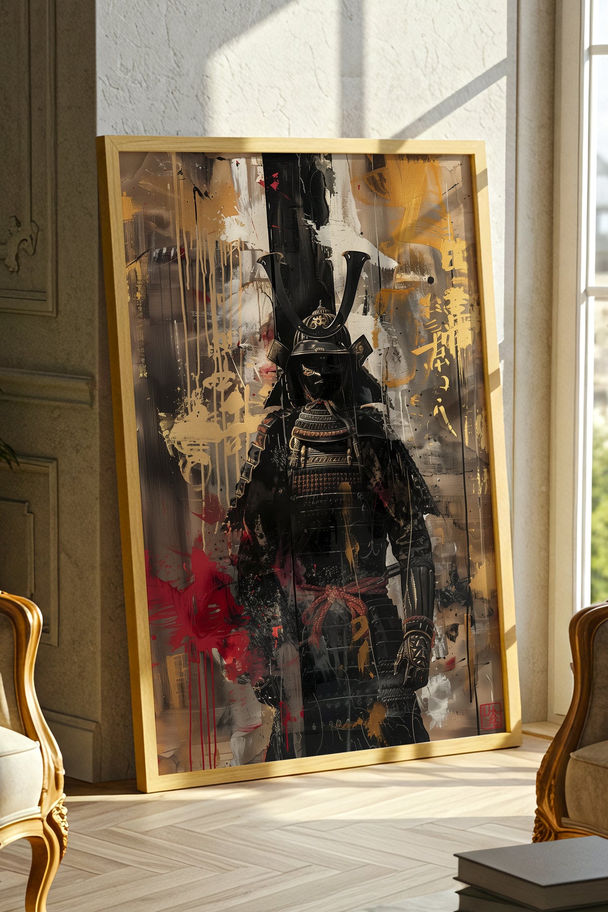 Gold Leaf Street Samurai Print - Mixed Media Poster | Samurai Legacy