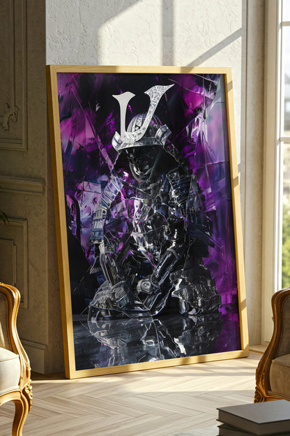 Chrome Prism Samurai Print - Violet Metallic Reflection Poster | Samurai Legacy