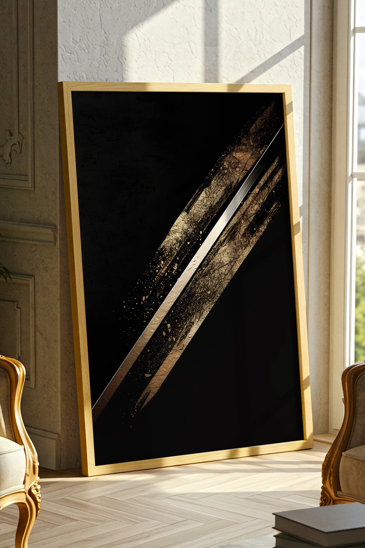 Katana Blade Gold Leaf Print - Minimalist Sword Poster | Samurai Legacy
