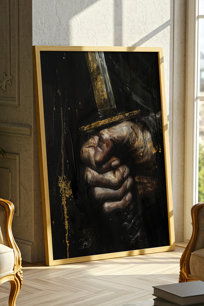 Katana Sword Hand Gold Art Print - Oil Painting style | Samurai Legacy