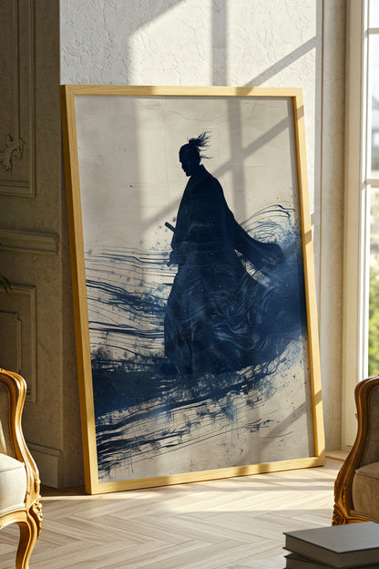 Walking Samurai Silhouette Art Print - Indigo Ink Movement | Samurai Legacy