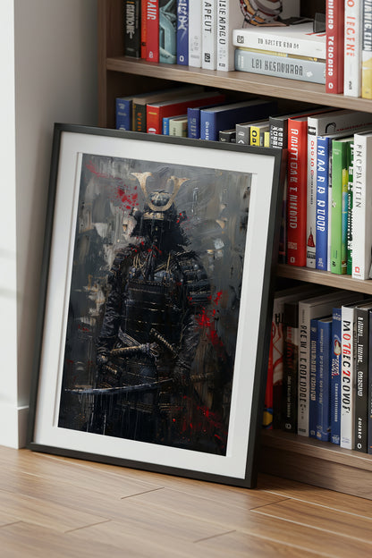 Dark Armor Samurai Katana Print - Impasto Gold Poster | Samurai Legacy