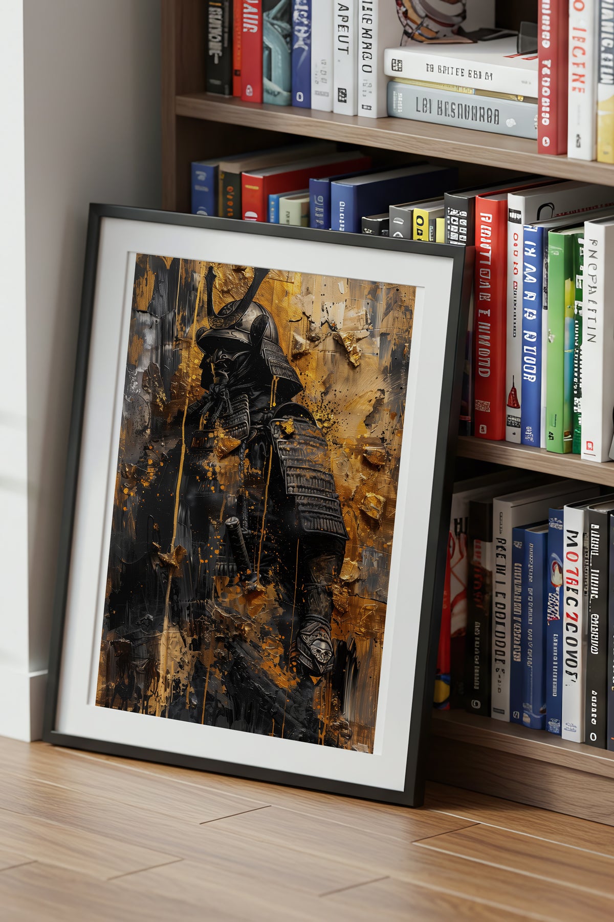 Gold Leaf Impasto Samurai Print - Obsidian Shogun Art | Samurai Legacy