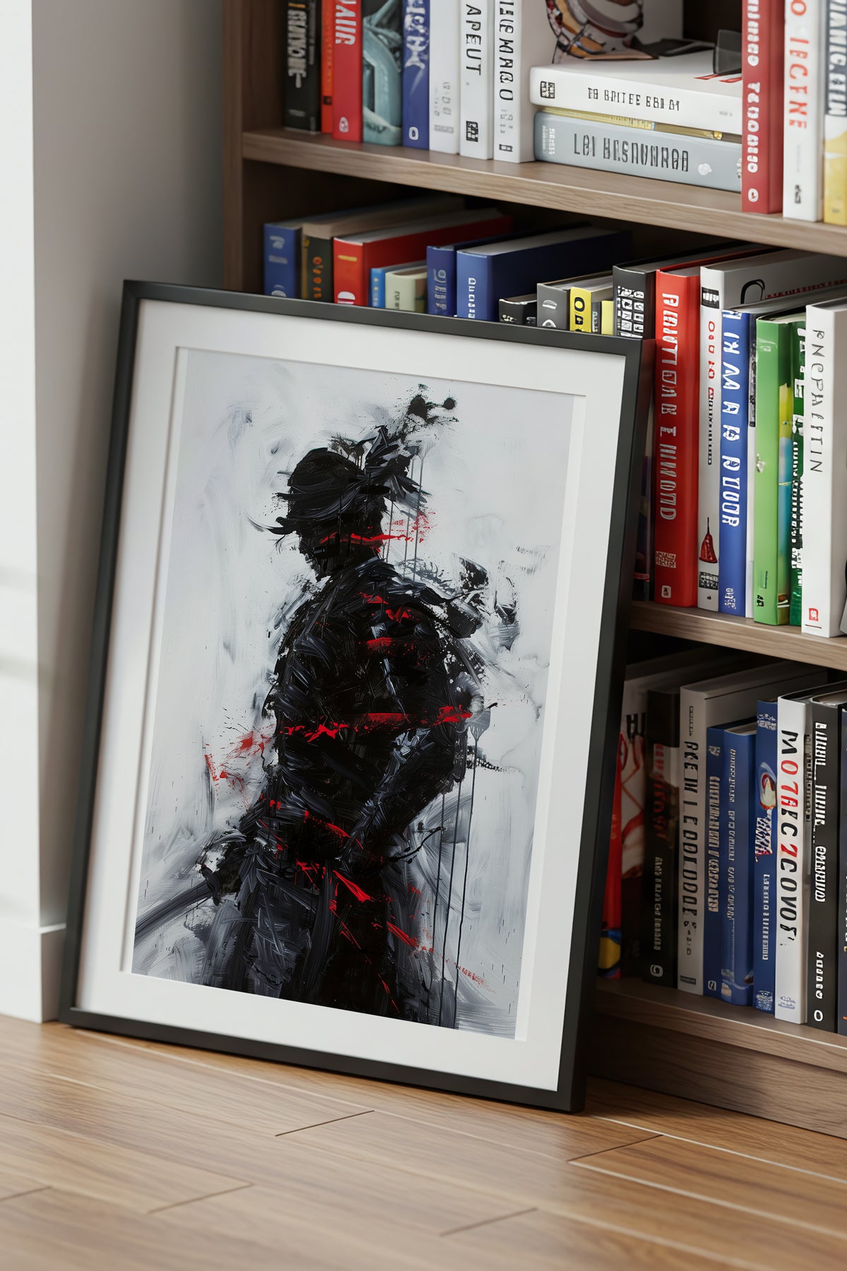 Charcoal Splatter Samurai Print - Raw Action Oil Poster | Samurai Legacy