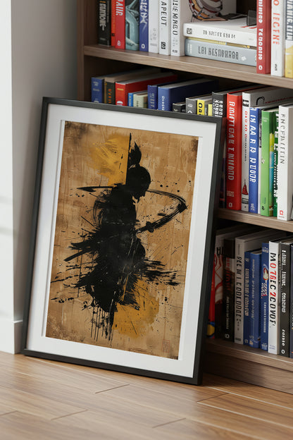 Gold Leaf Calligraphy Samurai Print - Sumi Art Poster | Samurai Legacy