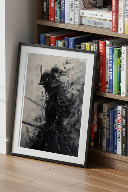 Silver Wash Samurai Profile Print - Charcoal Poster | Samurai Legacy