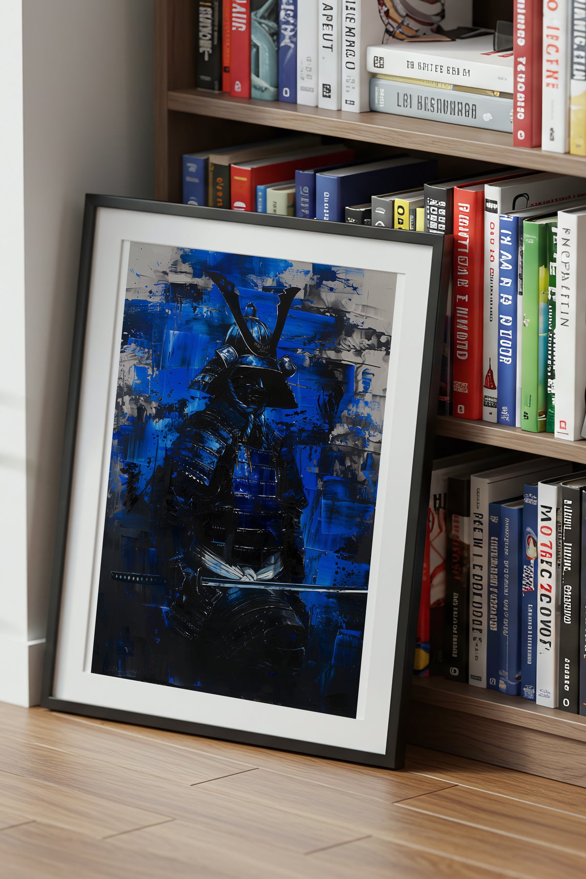 Cobalt Samurai Armor Print - Impasto Blue Expressionism | Samurai Legacy