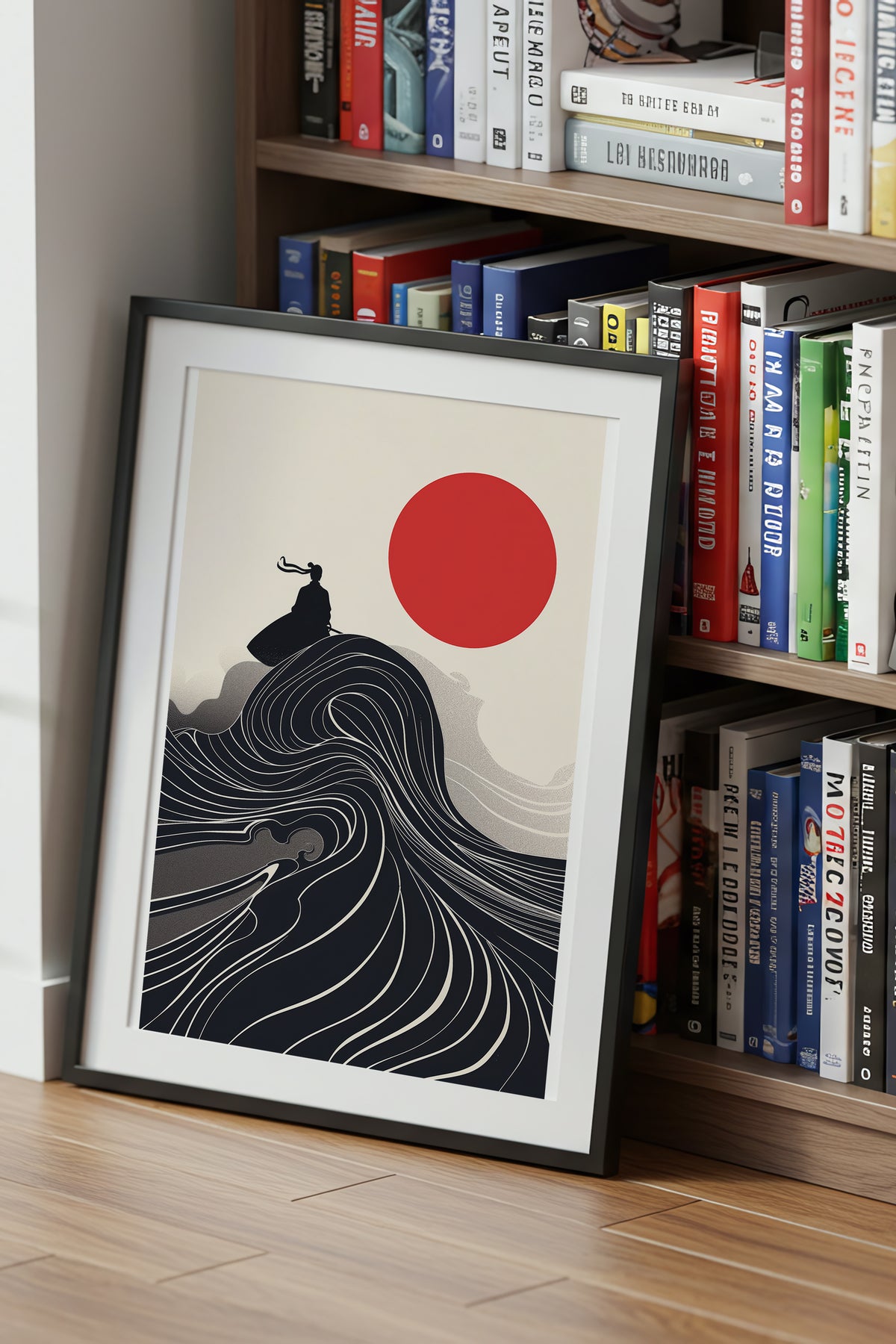 Flowing Wave Samurai Silhouette Print - Ukiyo-e Art | Samurai Legacy