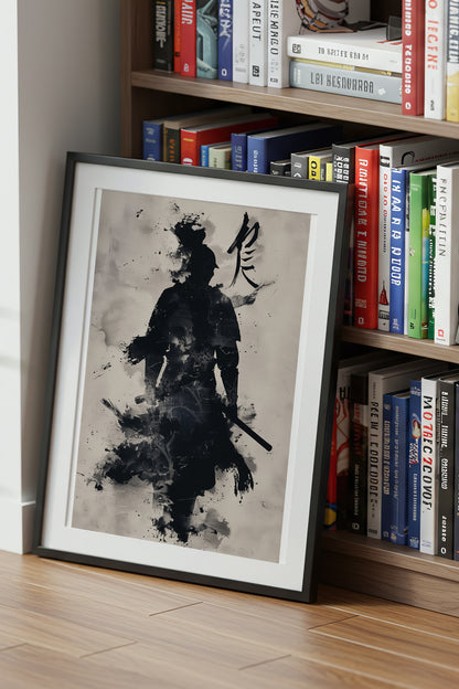 Kanji Calligraphy Samurai Print - Sumi Ink Wash Art | Samurai Legacy