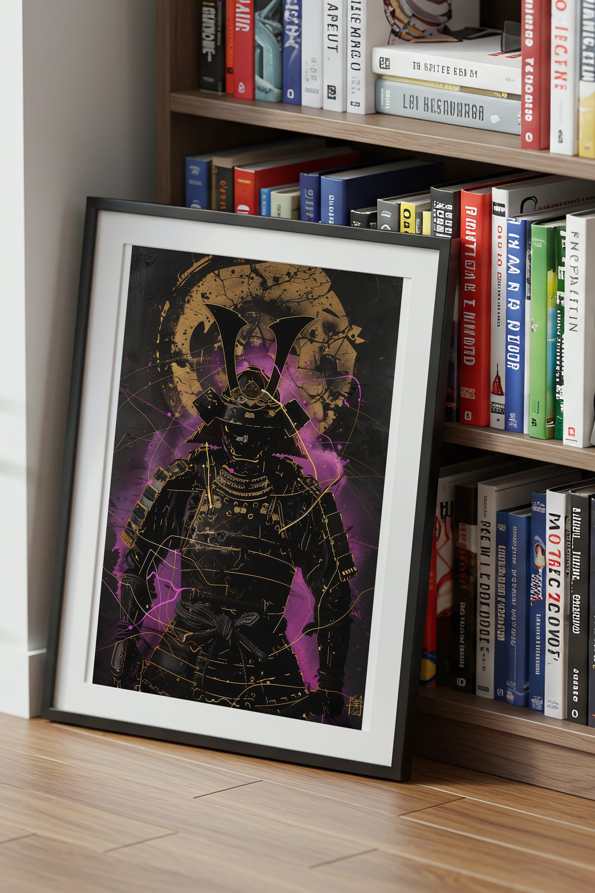 Neon Purple Samurai Print - Cyberpunk Shogun Art | Samurai Legacy