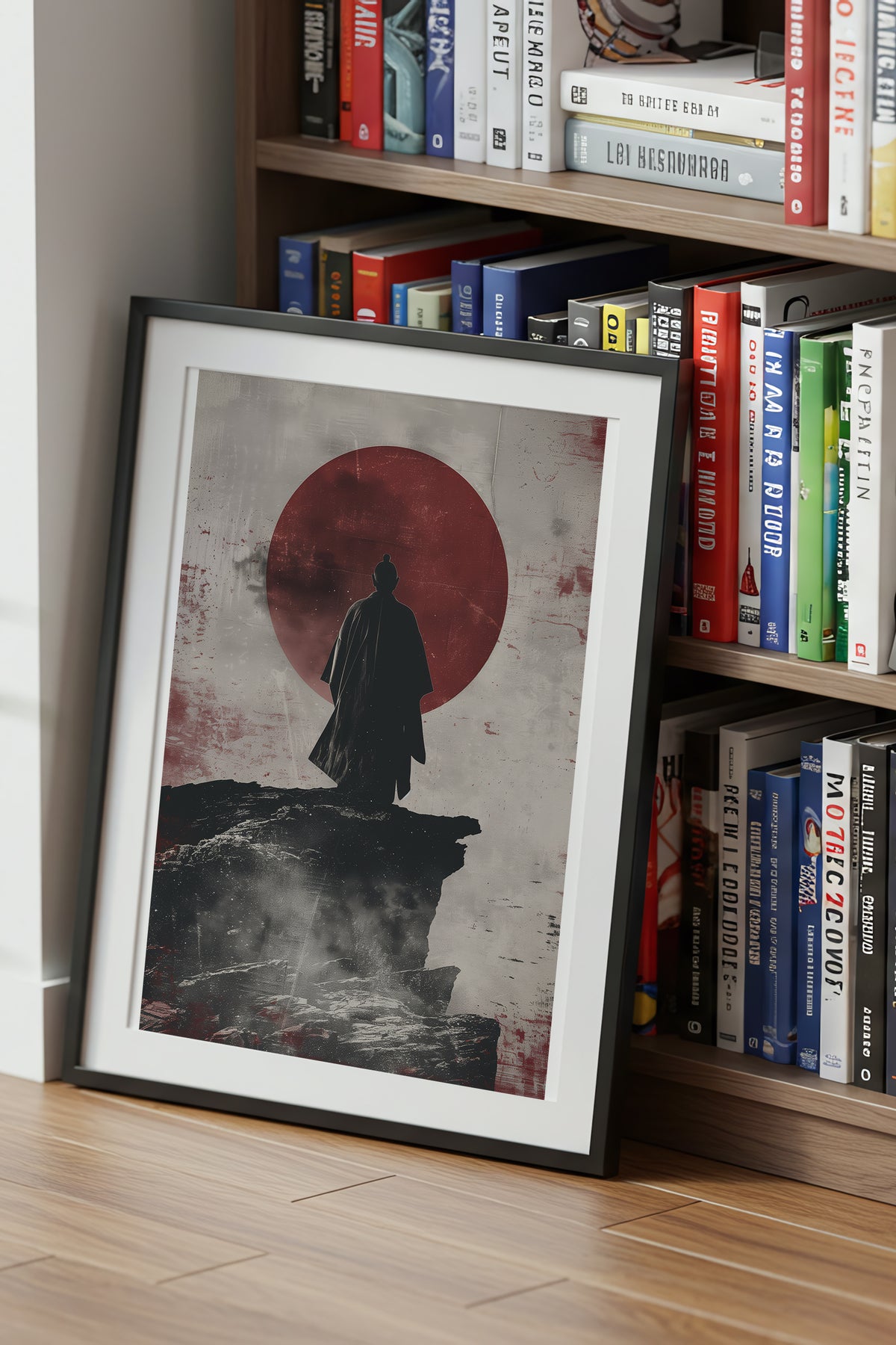 Solitary Cliff Samurai Print - Crimson Sun Art | Samurai Legacy