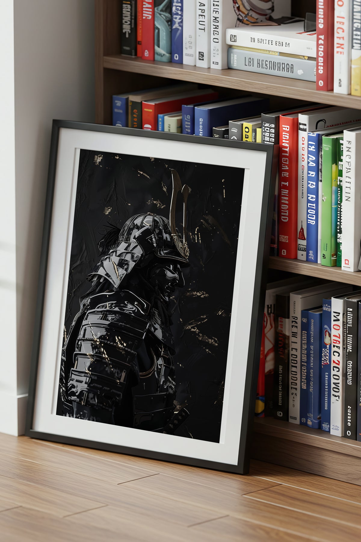 Black Lacquer Samurai Profile Print - Dark Armor Art | Samurai Legacy
