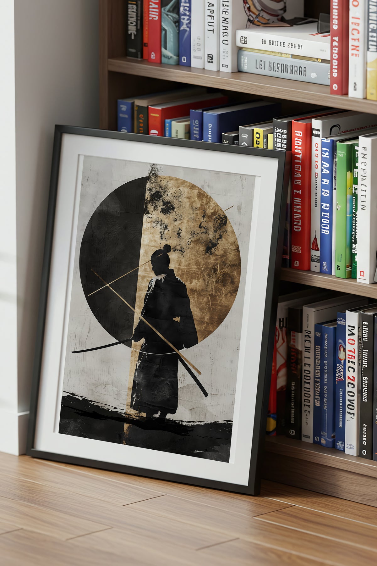 Dual Gold Sphere Samurai Print - Zen Minimalist Poster | Samurai Legacy