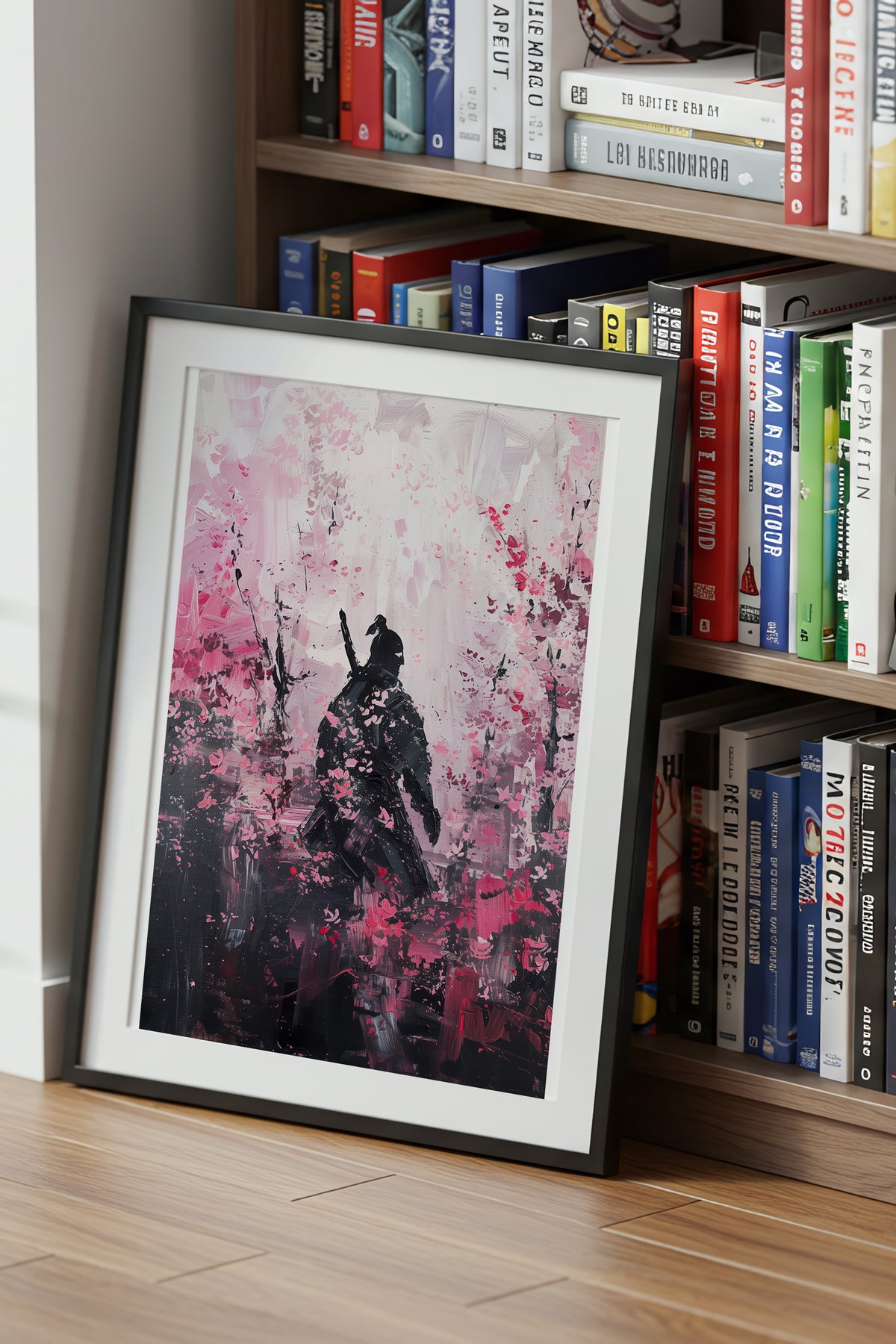 Cherry Blossom Samurai Print - Impressionist Pink Sakura Poster | Samurai Legacy