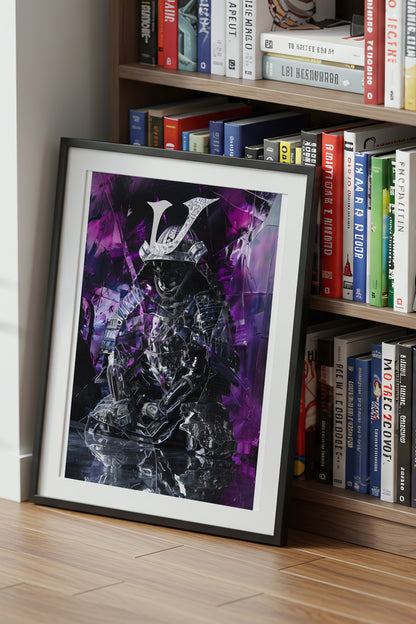 Chrome Prism Samurai Print - Violet Metallic Reflection Poster | Samurai Legacy