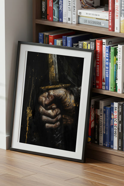 Katana Sword Hand Gold Art Print - Oil Painting style | Samurai Legacy
