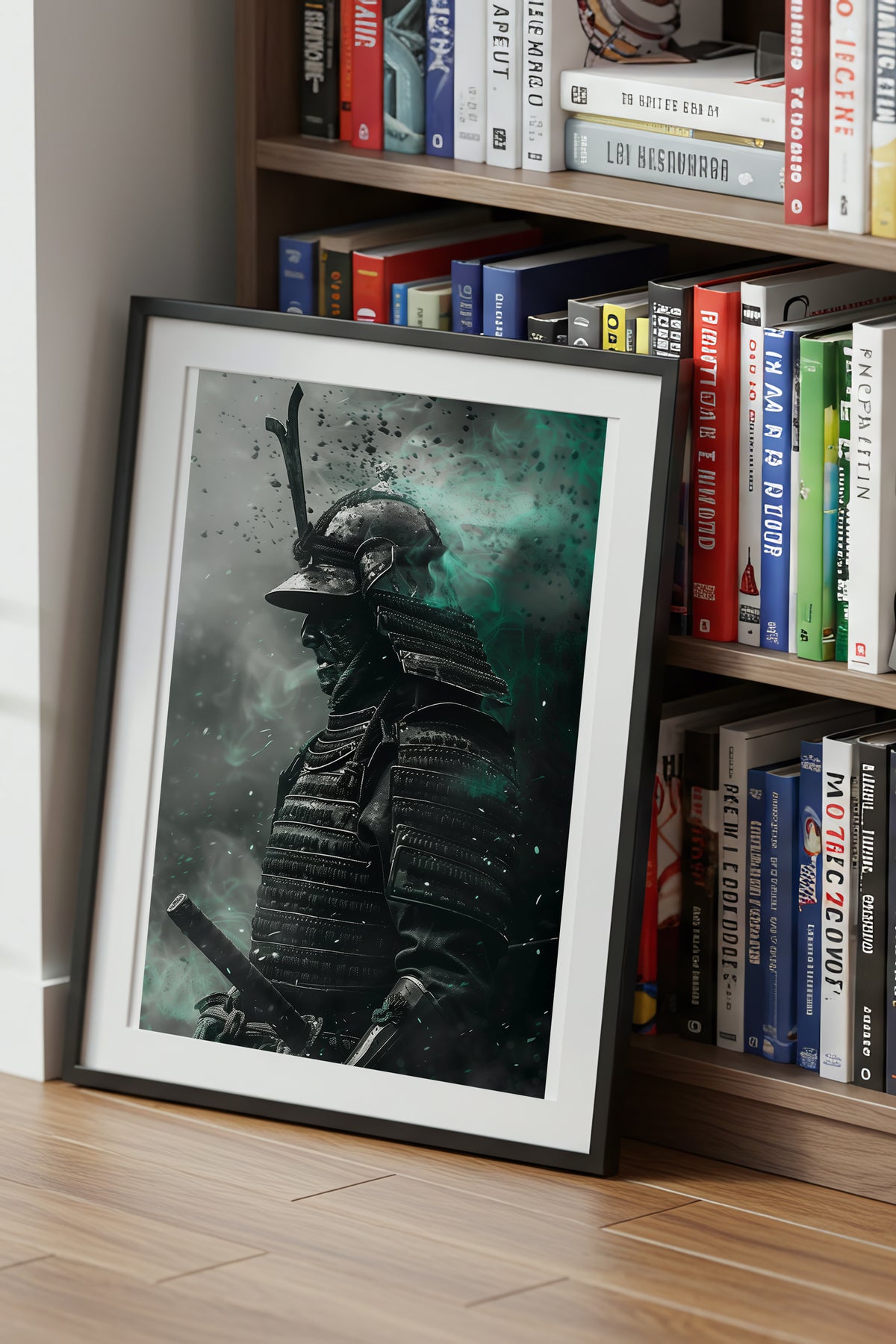 Emerald Ember Samurai Print - Dark Jade Aura Poster | Samurai Legacy