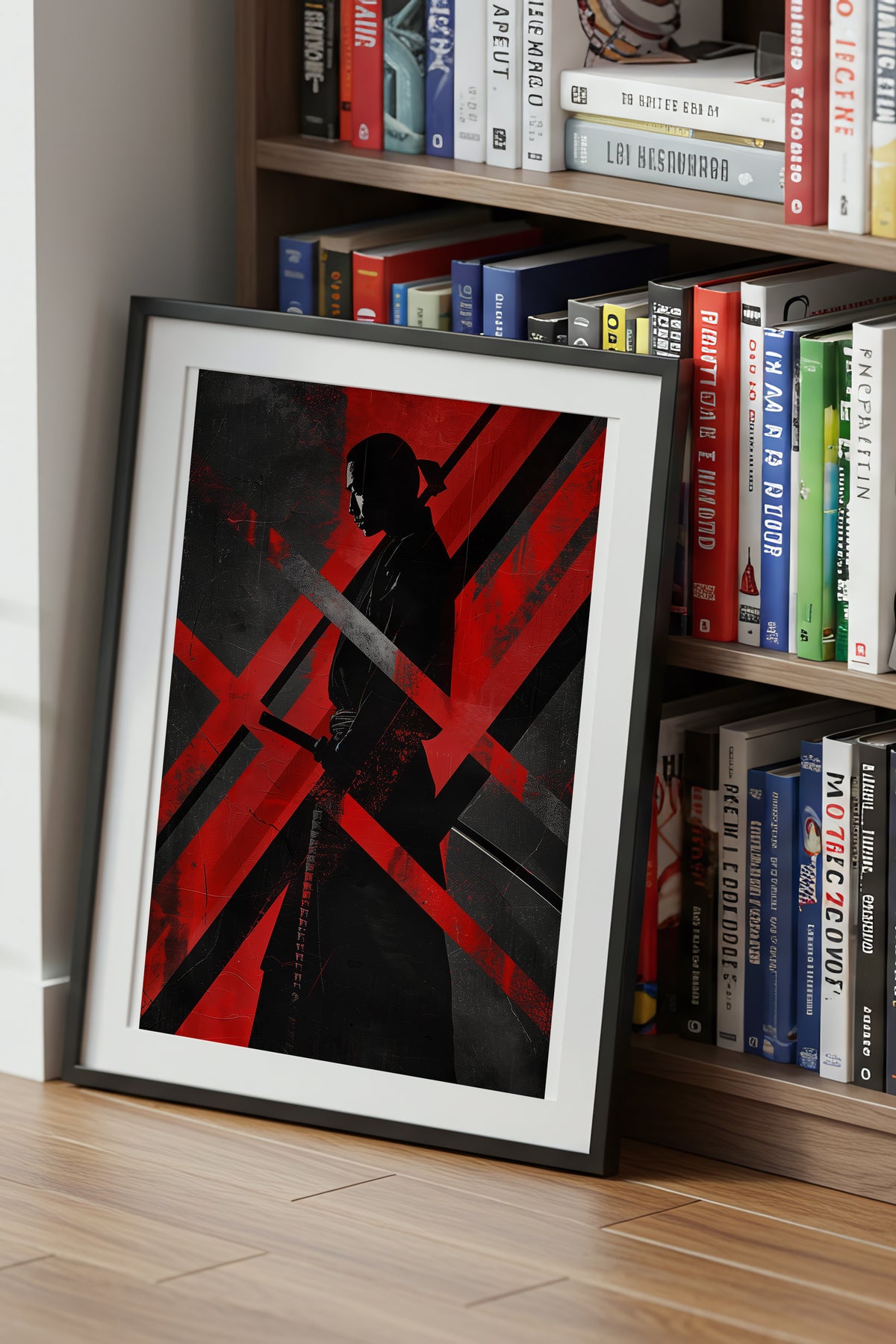 Red Geometric Samurai Print - Abstract Line Poster | Samurai Legacy