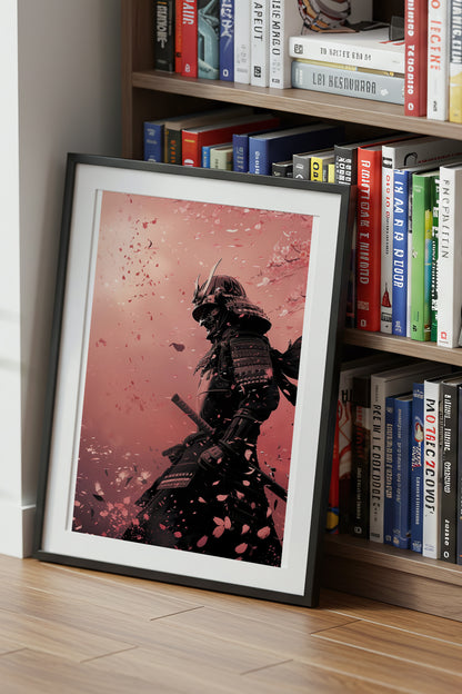 Cherry Blossom Samurai Print - Sakura Petal Pink Poster | Samurai Legacy