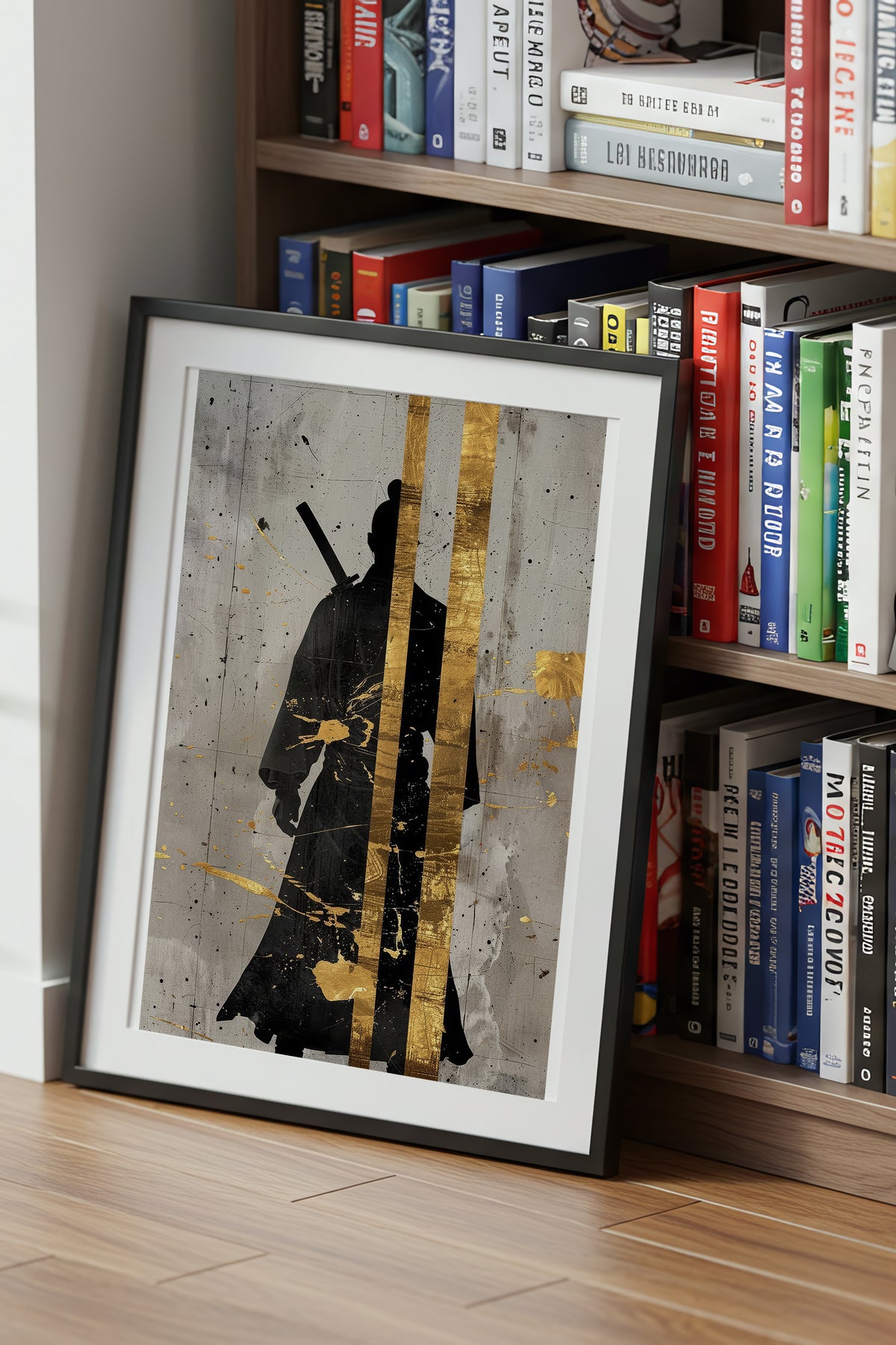 Gold Leaf Samurai Print - Abstract Japanese Art Poster | Samurai Legacy