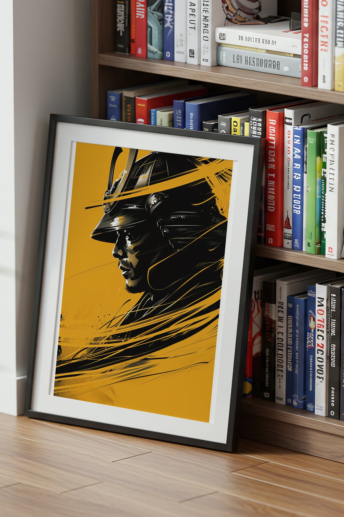 Silent Resolve Samurai Helmet Print - Dynamic Amber Warrior | Samurai Legacy