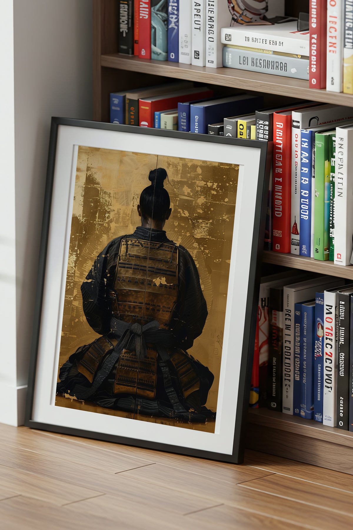 Seated Samurai Armor Poster - Gold Leaf Japanese Wall Art | Samurai Legacy