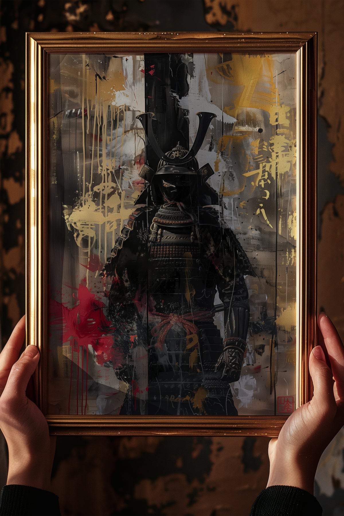 Gold Leaf Street Samurai Print - Mixed Media Poster | Samurai Legacy